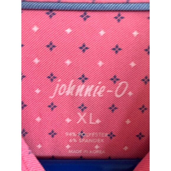 Johnnie-O Short Sleeve Mens XL Polyester/Spandex Pink Patterned Polo Shirt - Picture 3 of 5